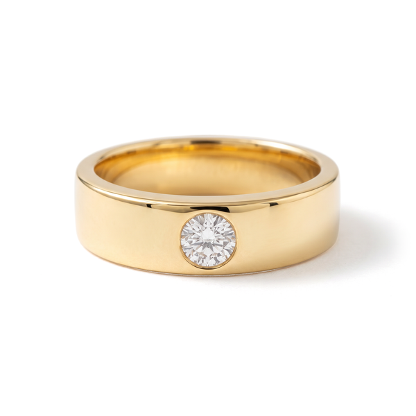 Minimalist Flush Bezel Round Solitaire Men's Ring