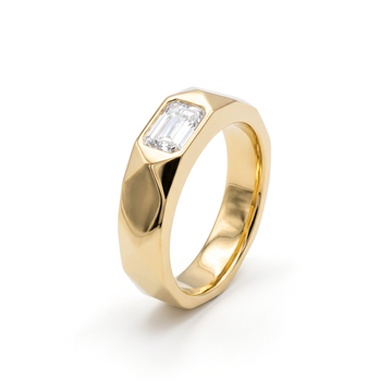 The Geometric Faceted East-West Bezel Radiant Solitaire Men's Ring