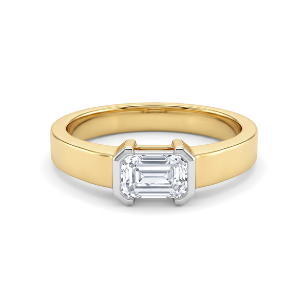East-West Bezel Emerald Diamond Band