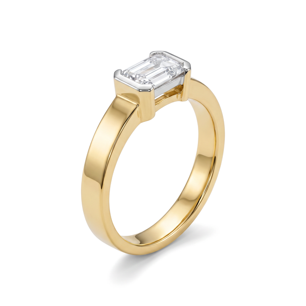 East-West Bezel Emerald Diamond Band