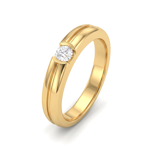 Grooved Tension Round Diamond Men's Ring