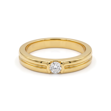 Grooved Tension Round Diamond Men's Ring