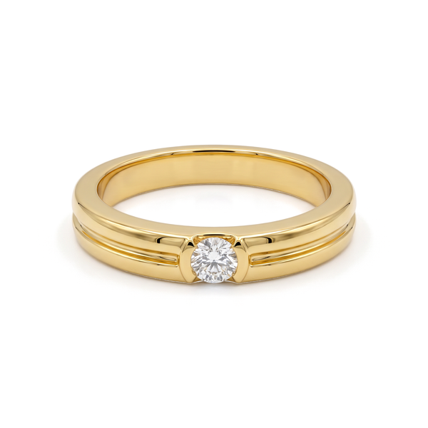 Grooved Tension Round Diamond Men's Ring