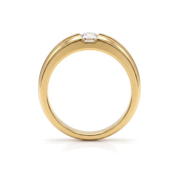 Grooved Tension Round Diamond Men's Ring