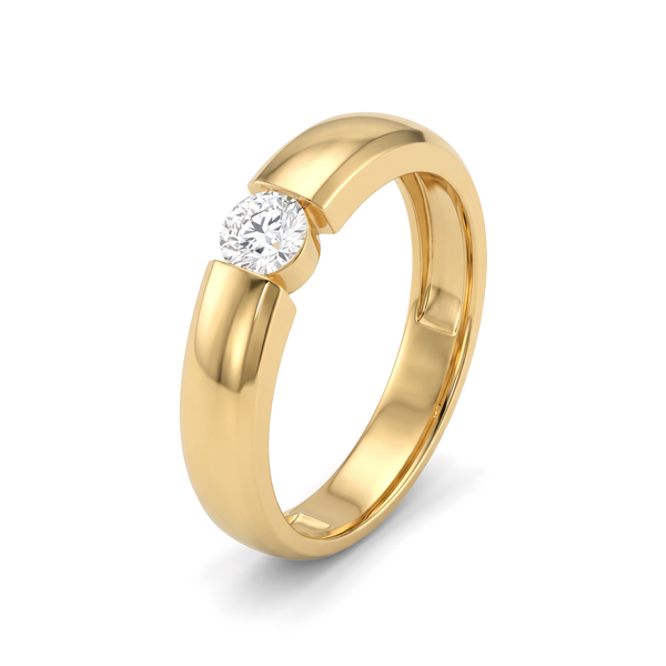 Domed Tension Round Diamond Men's Ring