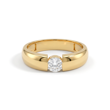 Domed Tension Round Diamond Men's Ring