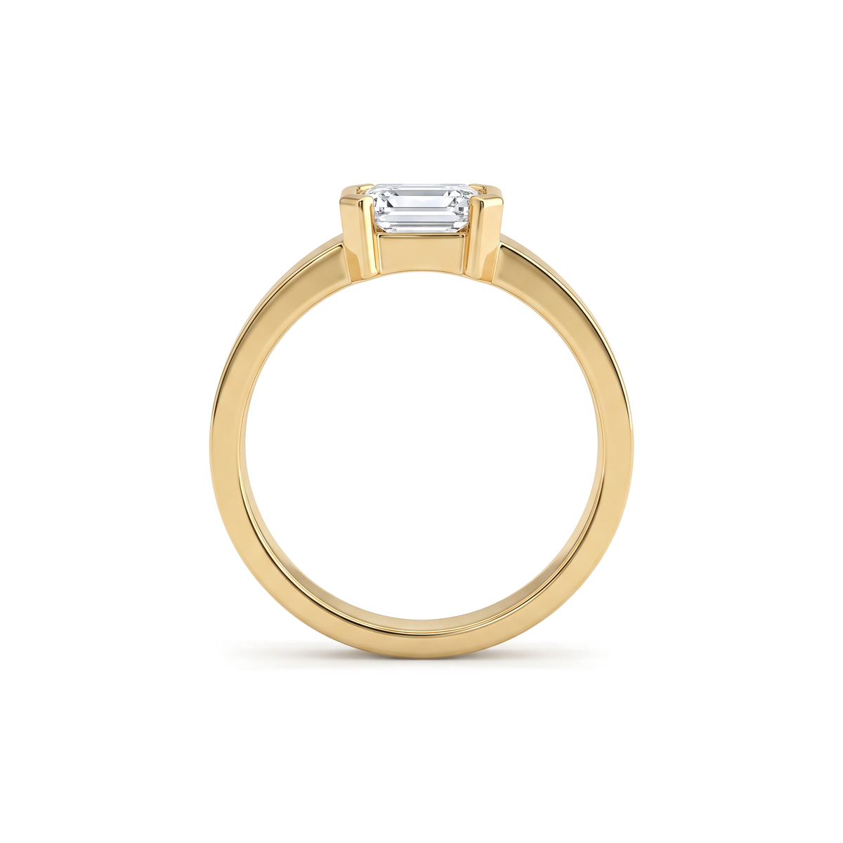 East-West Bezel Emerald Solitaire Diamond Men's Ring