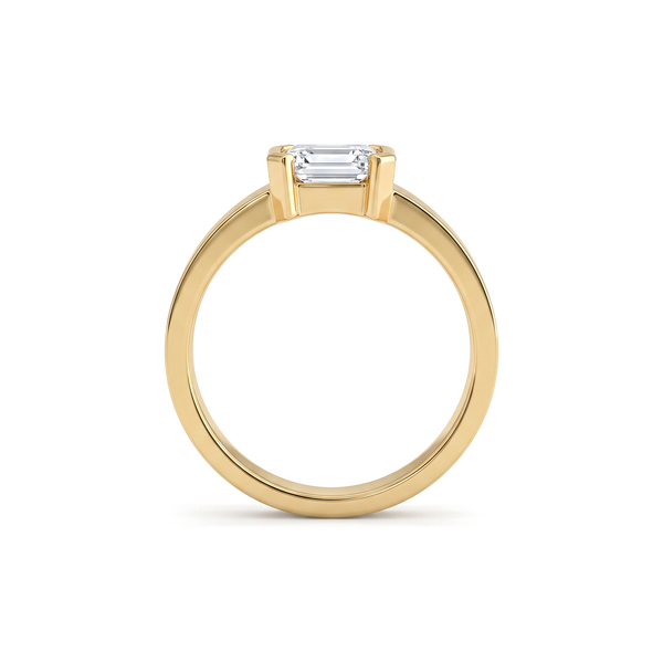 East-West Bezel Emerald Solitaire Diamond Men's Ring
