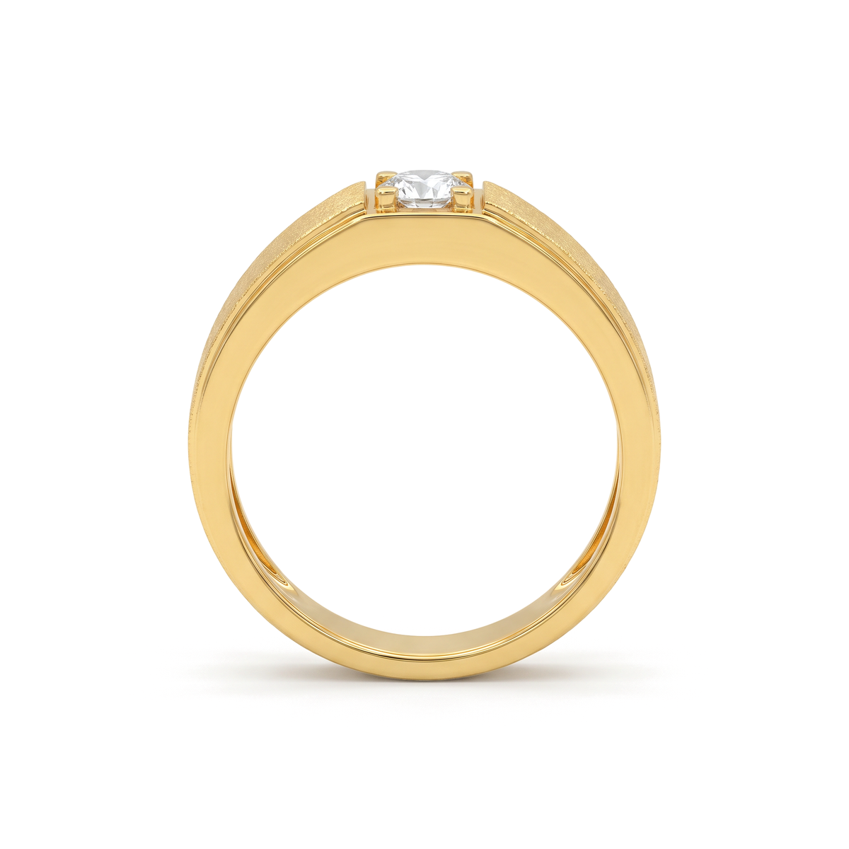 Textured Matte Tension Round Diamond Men's Ring