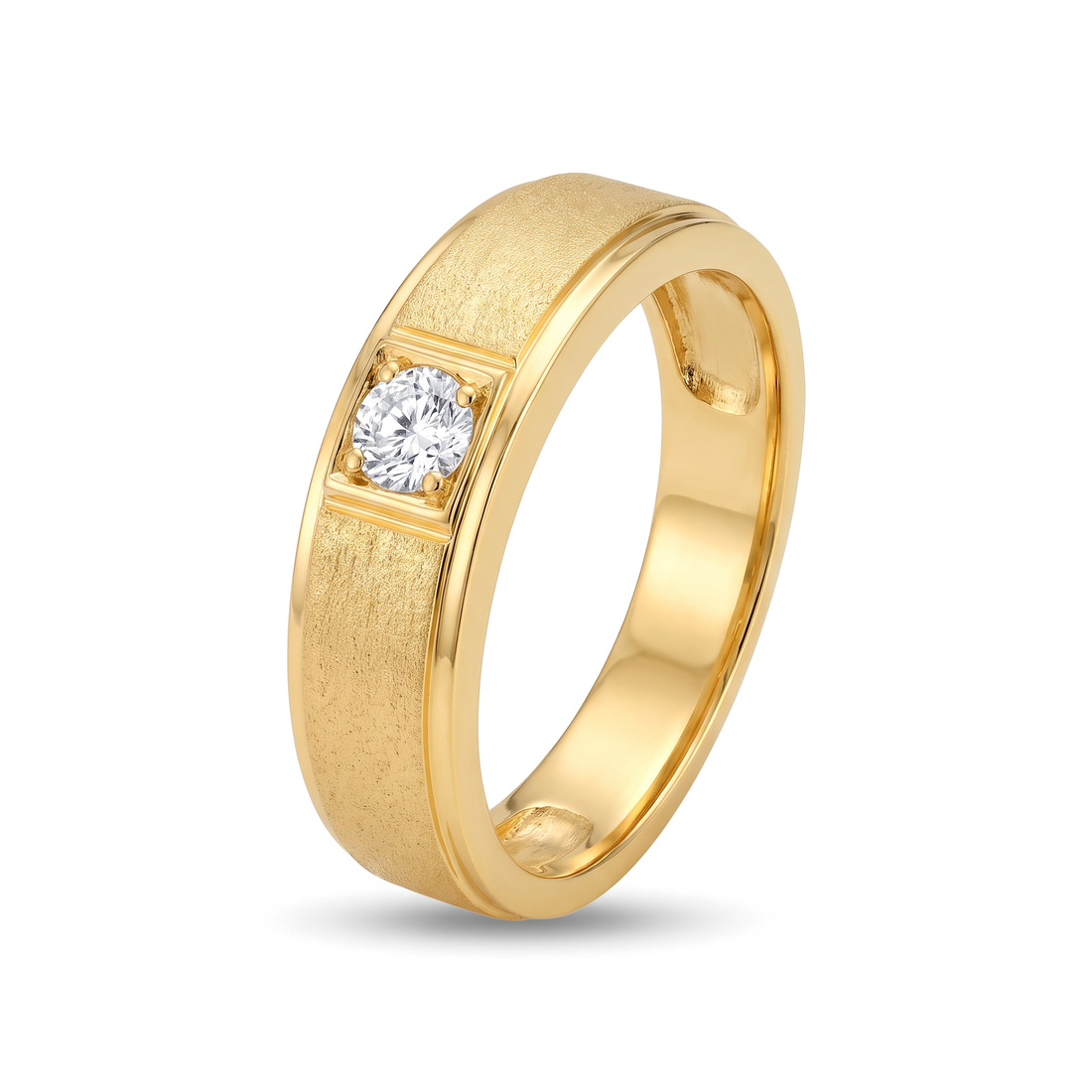 Textured Matte Tension Round Diamond Men's Ring