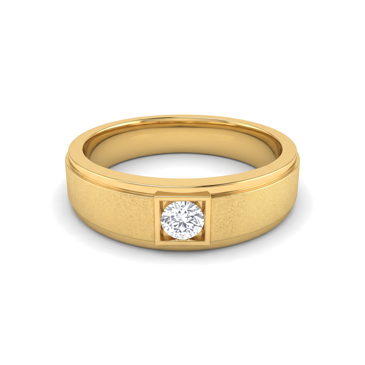 Textured Matte Tension Round Diamond Men's Ring