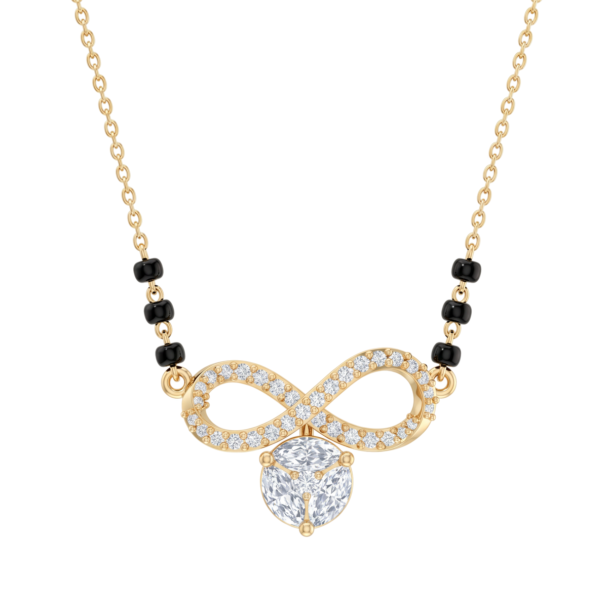 Infinity Floral Cluster Marquise and Round Diamond Mangalsutra