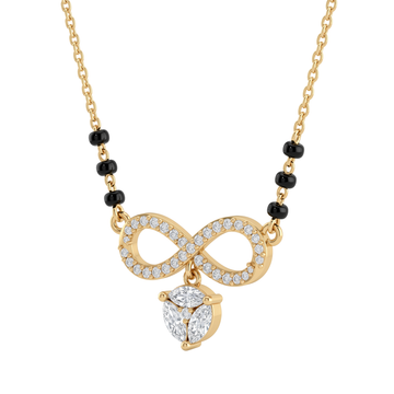 Infinity Floral Cluster Marquise and Round Diamond Mangalsutra