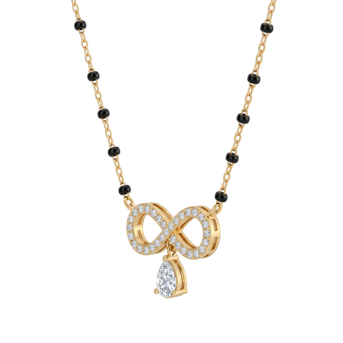 Infinity Drop Pear and Round Diamond Mangalsutra