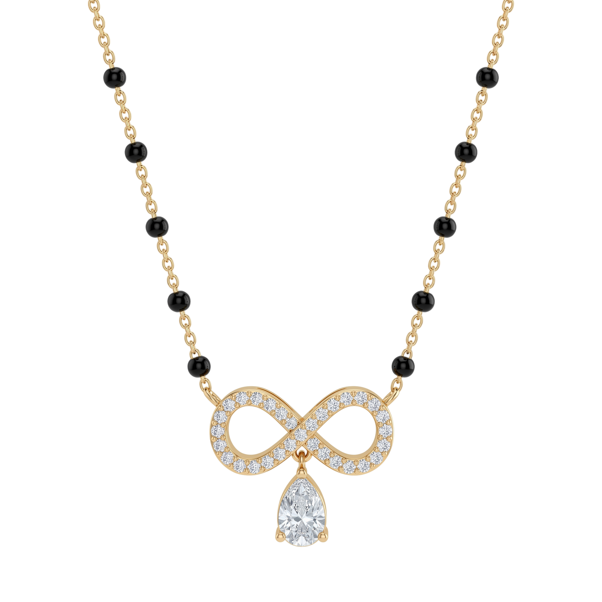 Infinity Drop Pear and Round Diamond Mangalsutra
