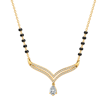 Double Chevron Pear Drop Pear and Round Diamond Mangalsutra