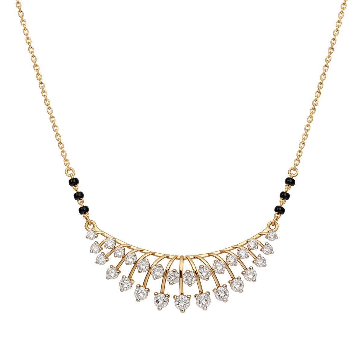 Radiant Sunburst Fringe Round Diamond Mangalsutra