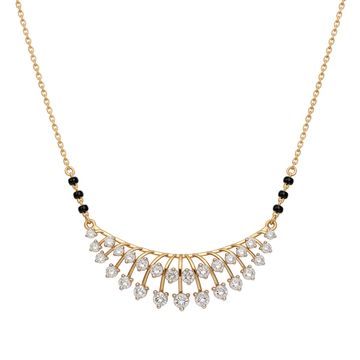 Radiant Sunburst Fringe Round Diamond Mangalsutra