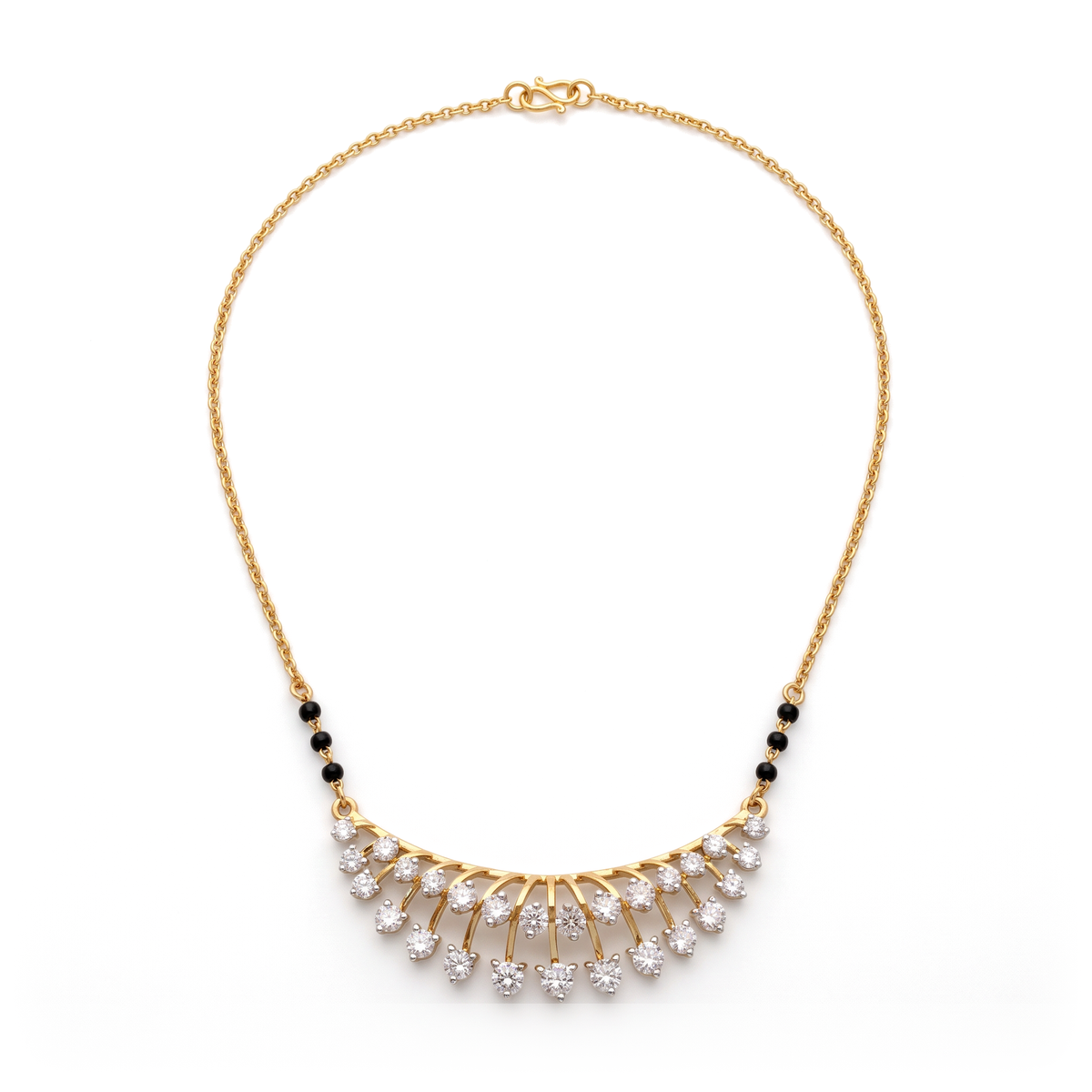 Radiant Sunburst Fringe Round Diamond Mangalsutra