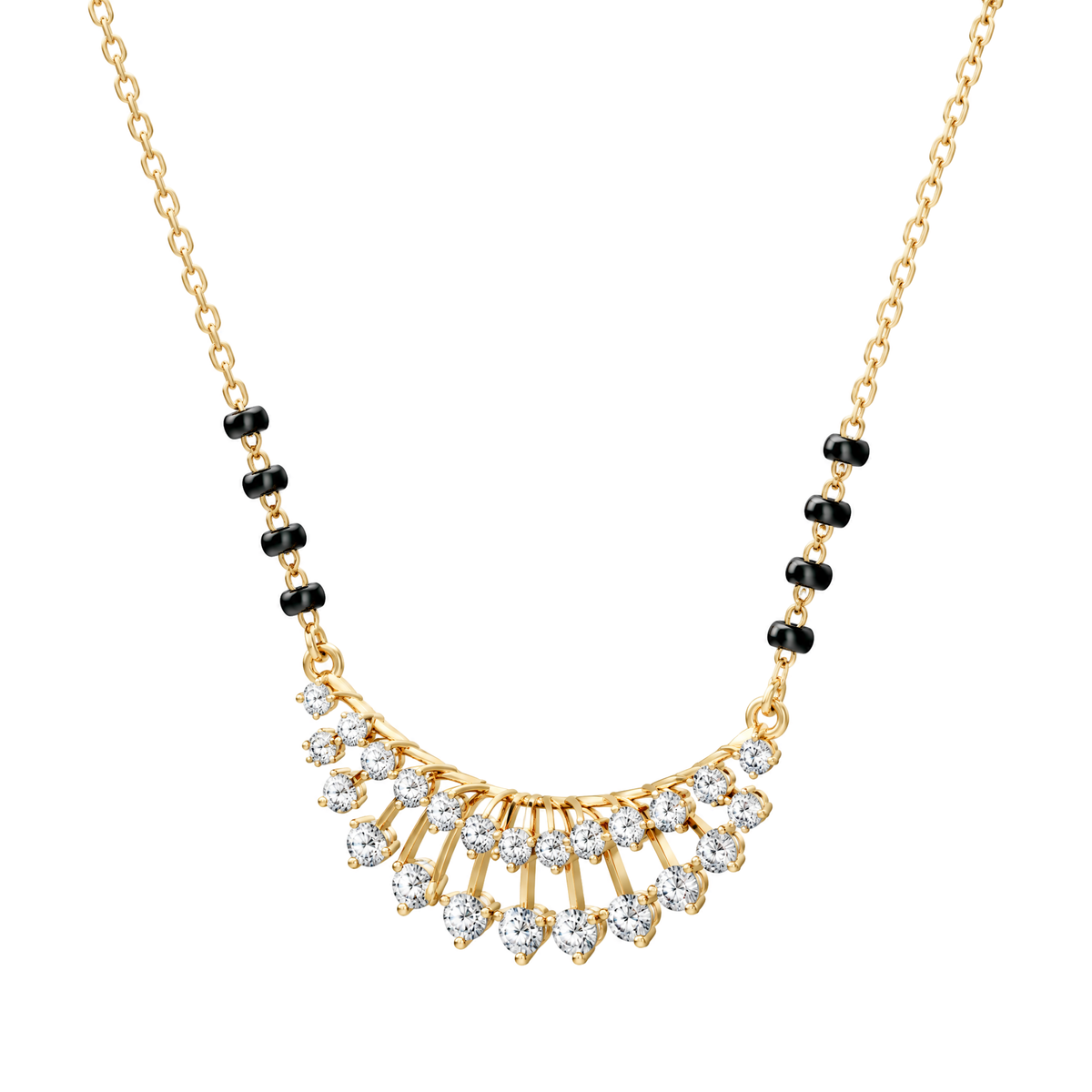 Radiant Sunburst Fringe Round Diamond Mangalsutra
