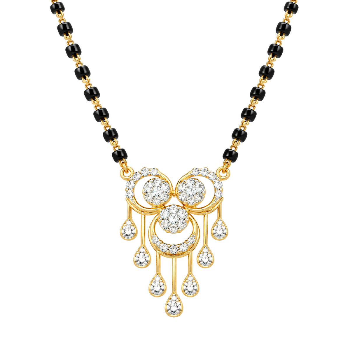 Ornate Chandelier Floral Cluster Round Diamond Mangalsutra