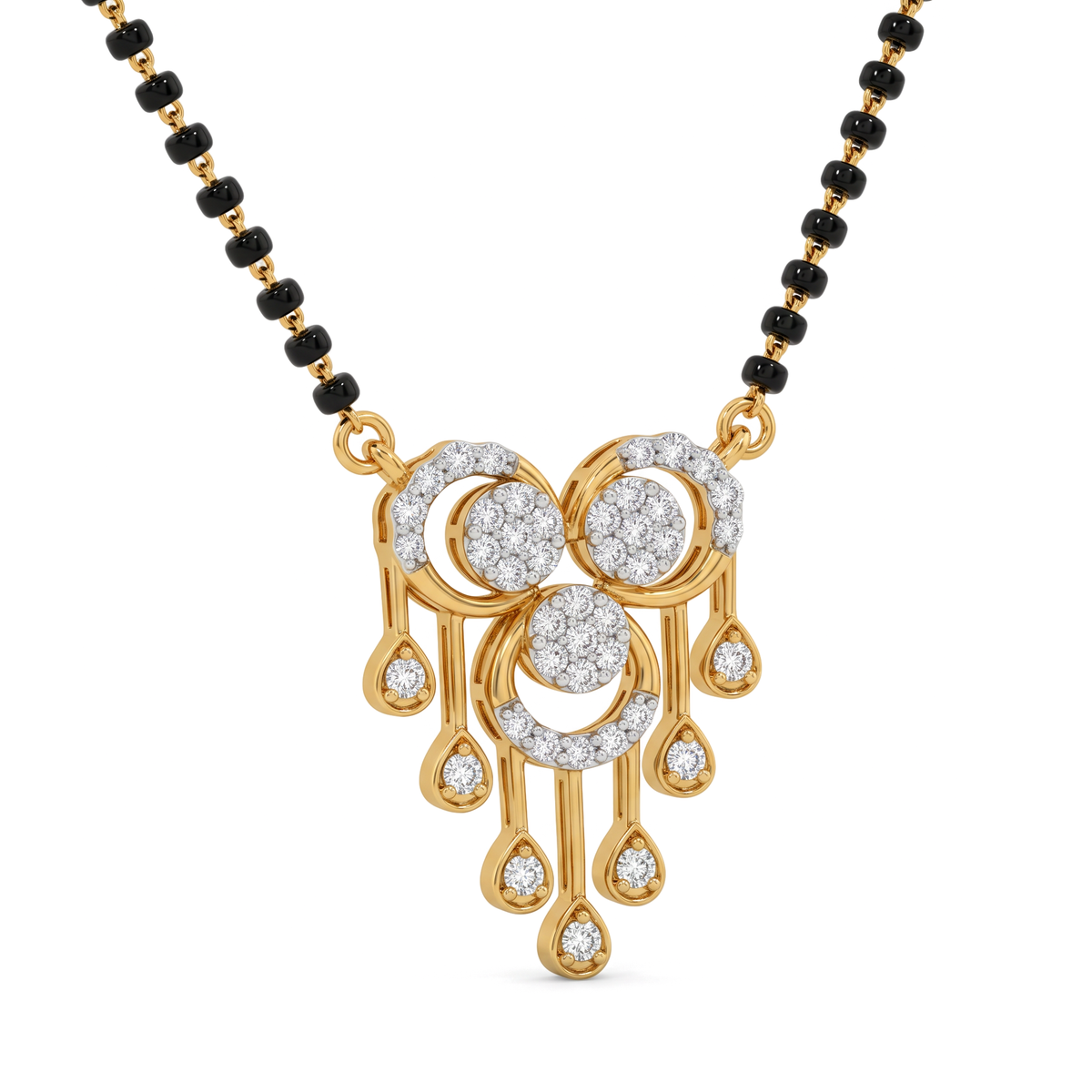 Ornate Chandelier Floral Cluster Round Diamond Mangalsutra