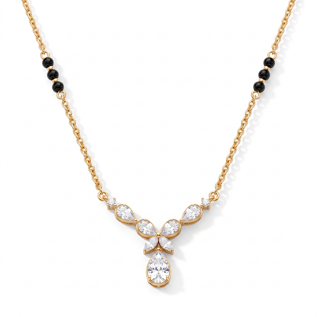 Floral Pear-Drop Diamond Mangalsutra