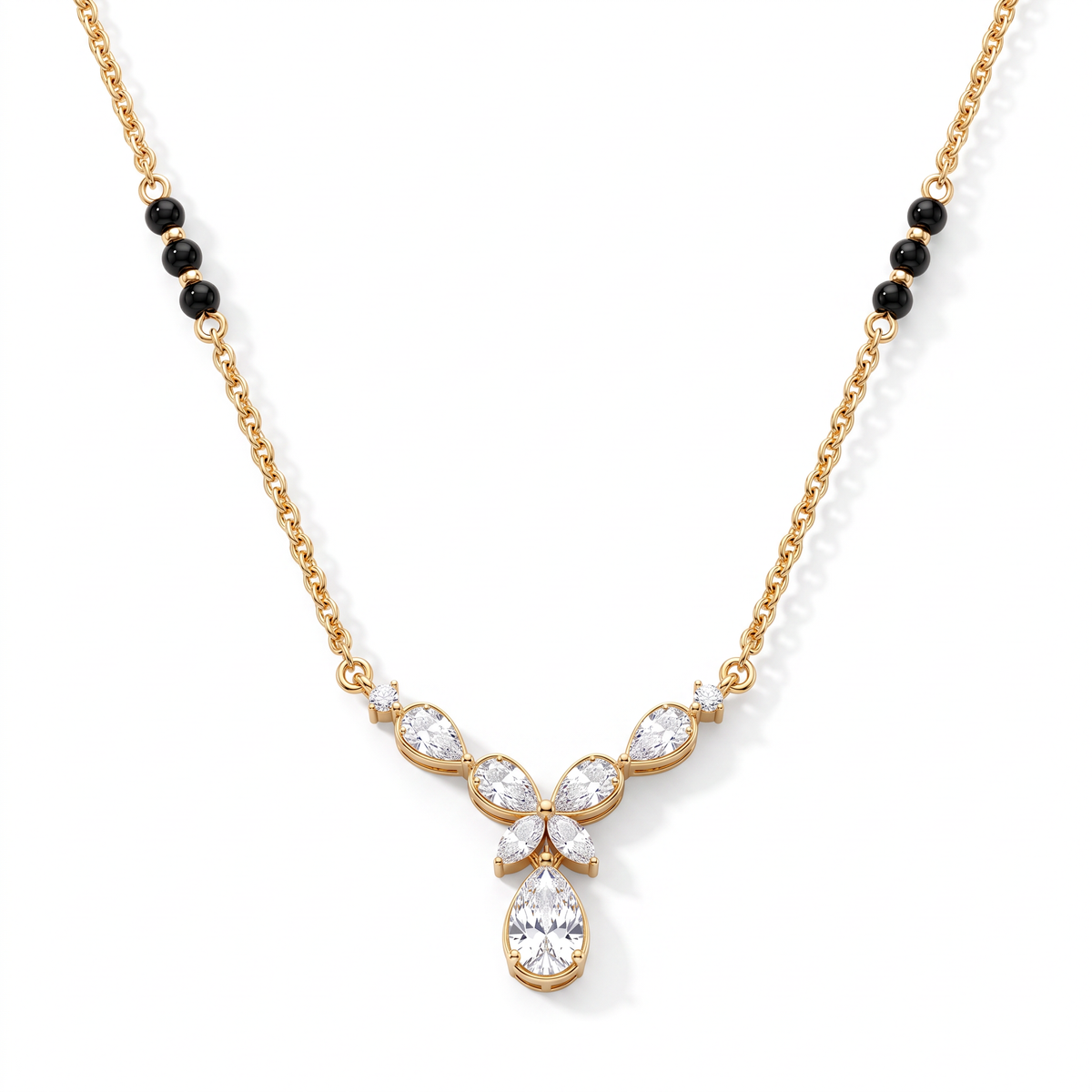 Floral Pear-Drop Diamond Mangalsutra