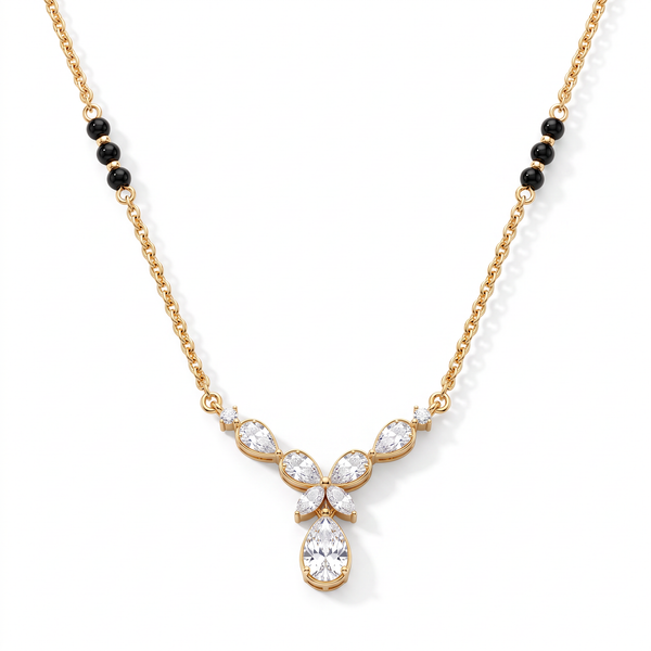 Floral Pear-Drop Diamond Mangalsutra