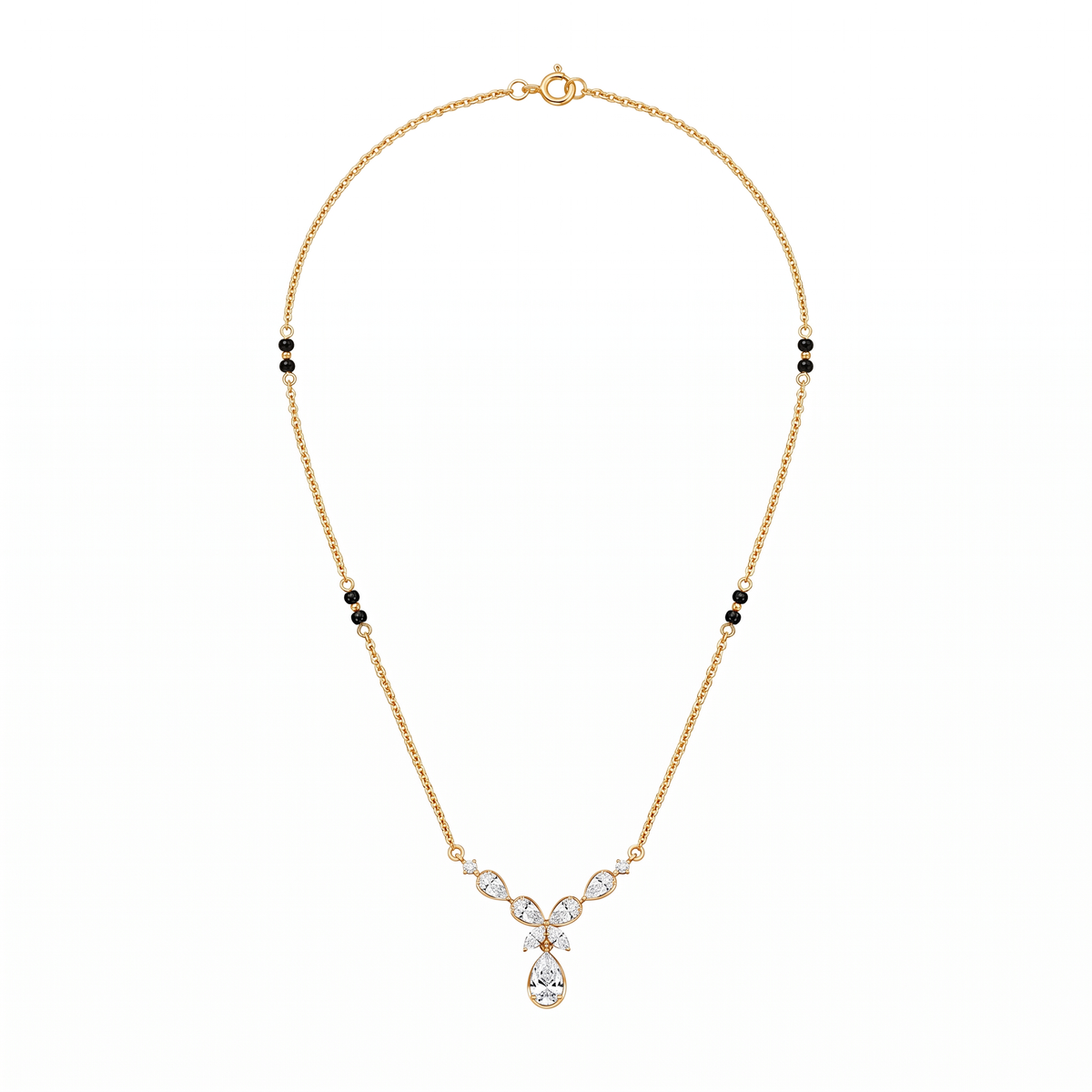Floral Pear-Drop Diamond Mangalsutra