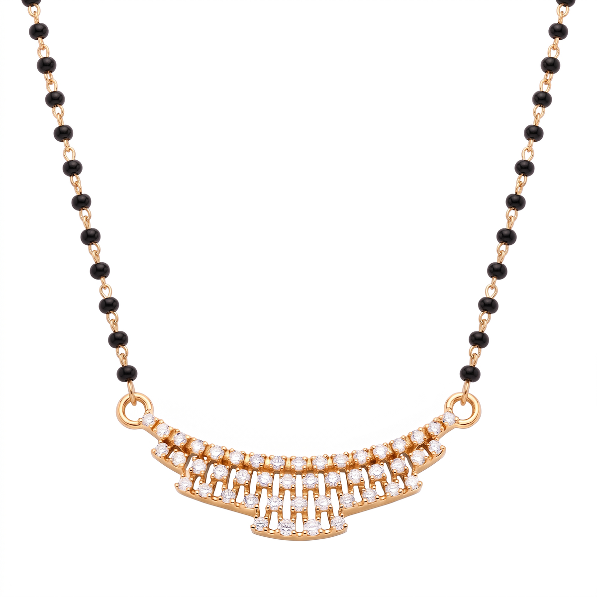 Tiered Geometric Diamond Bar Mangalsutra