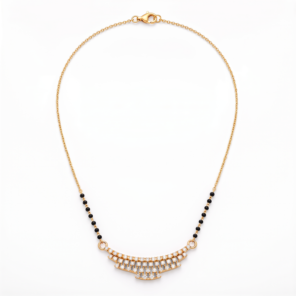 Tiered Geometric Diamond Bar Mangalsutra