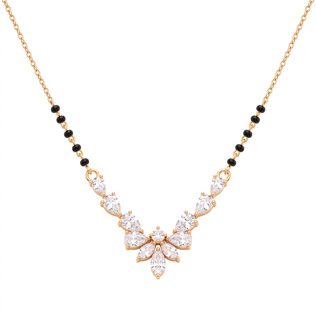 Marquise Chevron Floral Diamond Mangalsutra