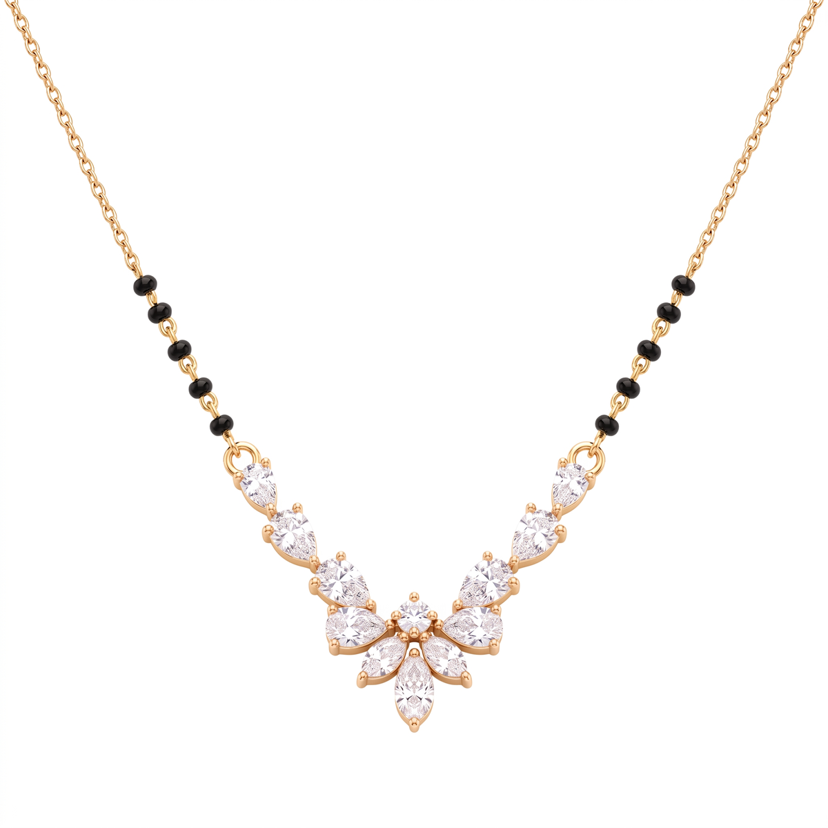 Marquise Chevron Floral Diamond Mangalsutra