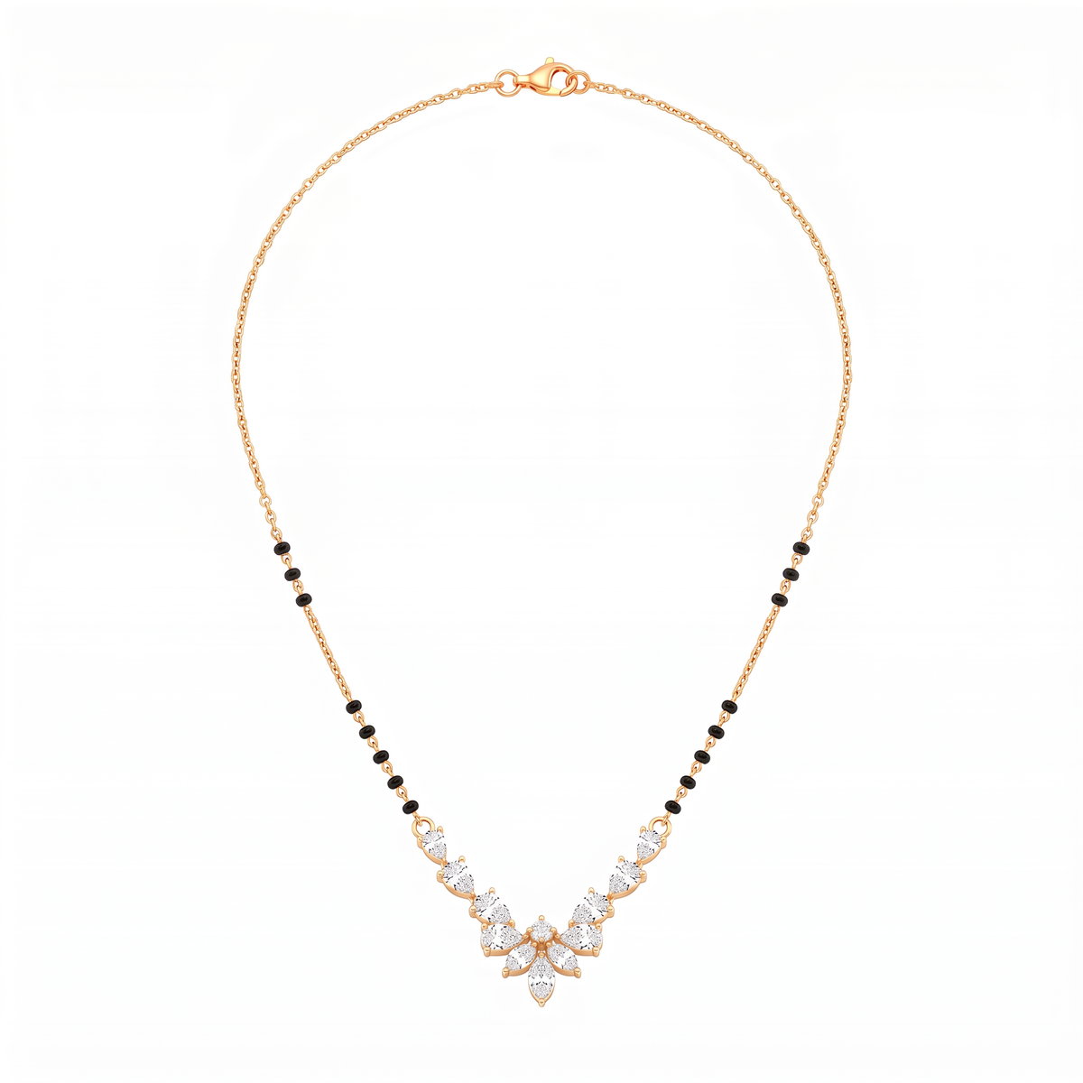 Marquise Chevron Floral Diamond Mangalsutra