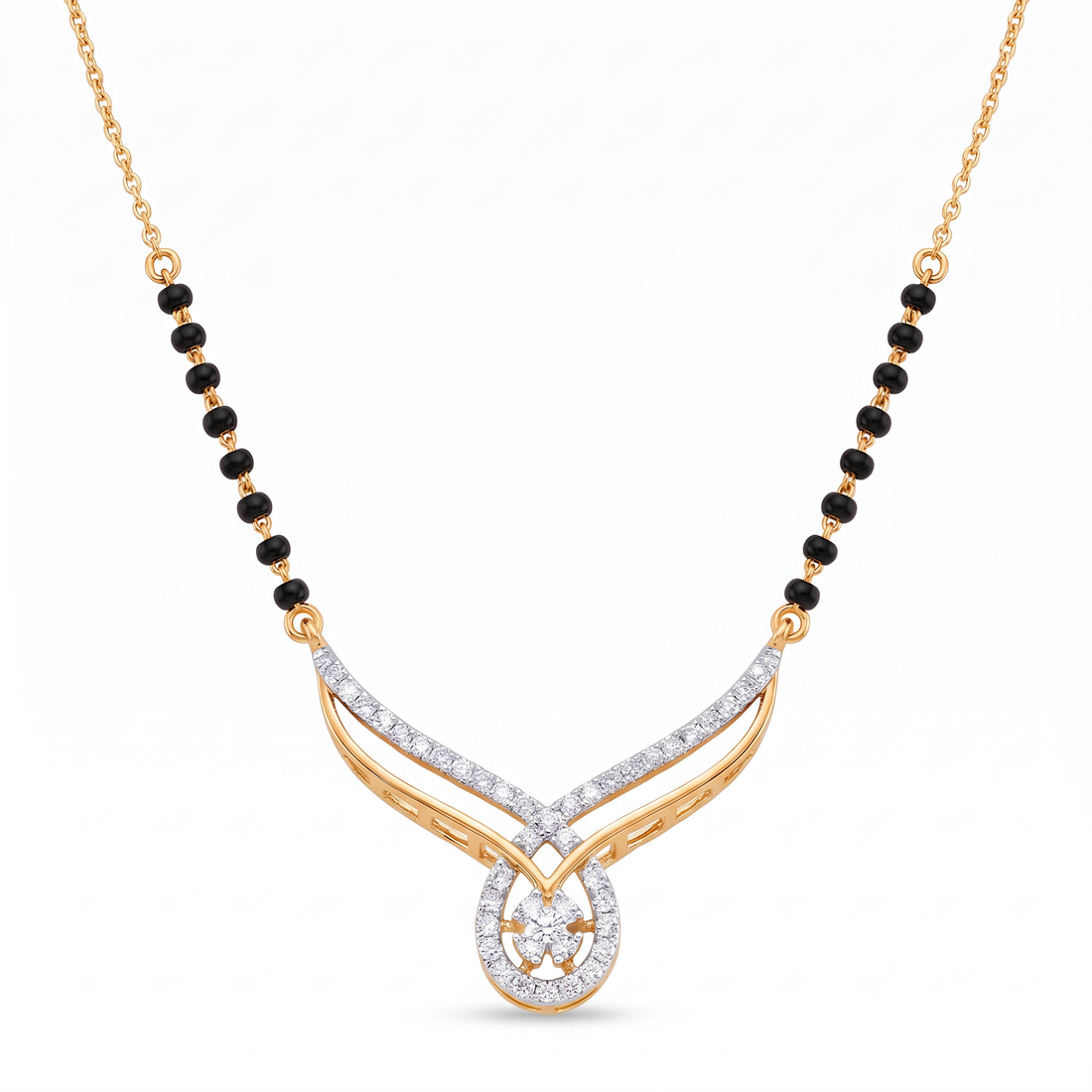 Winged Diamond Halo Cluster Mangalsutra