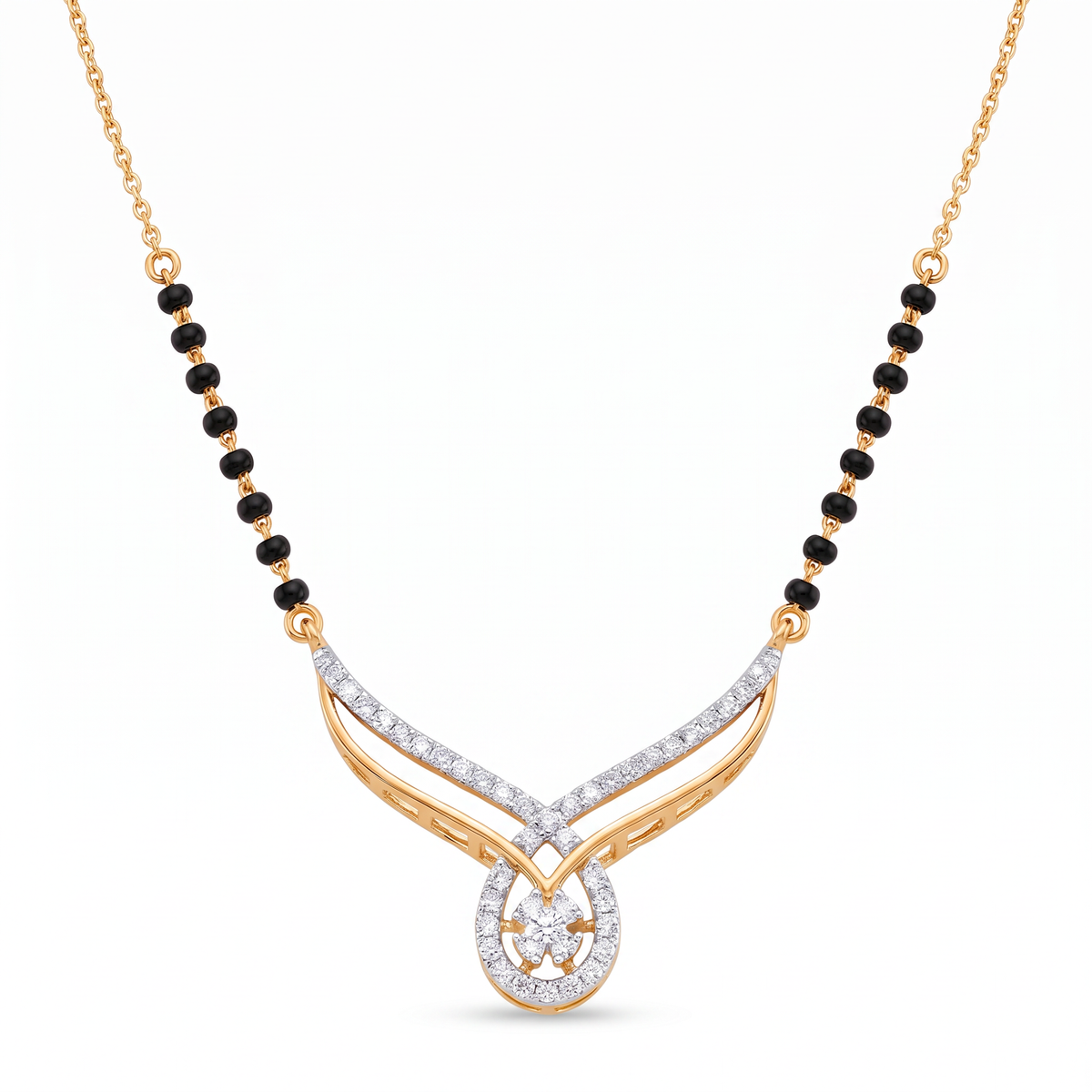 Winged Diamond Halo Cluster Mangalsutra
