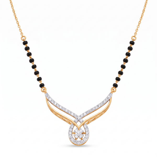 Winged Diamond Halo Cluster Mangalsutra