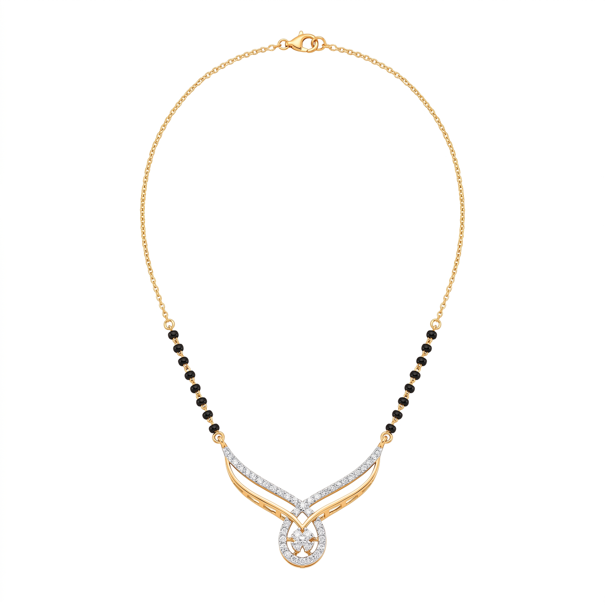 Winged Diamond Halo Cluster Mangalsutra