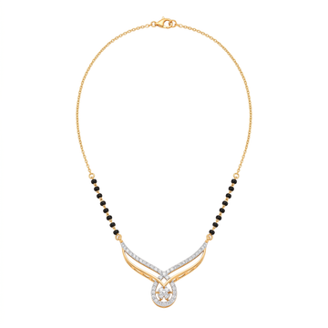 Winged Diamond Halo Cluster Mangalsutra
