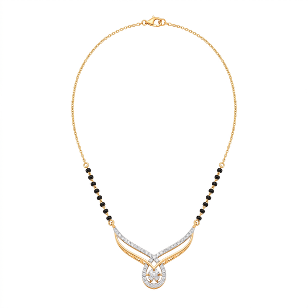Winged Diamond Halo Cluster Mangalsutra