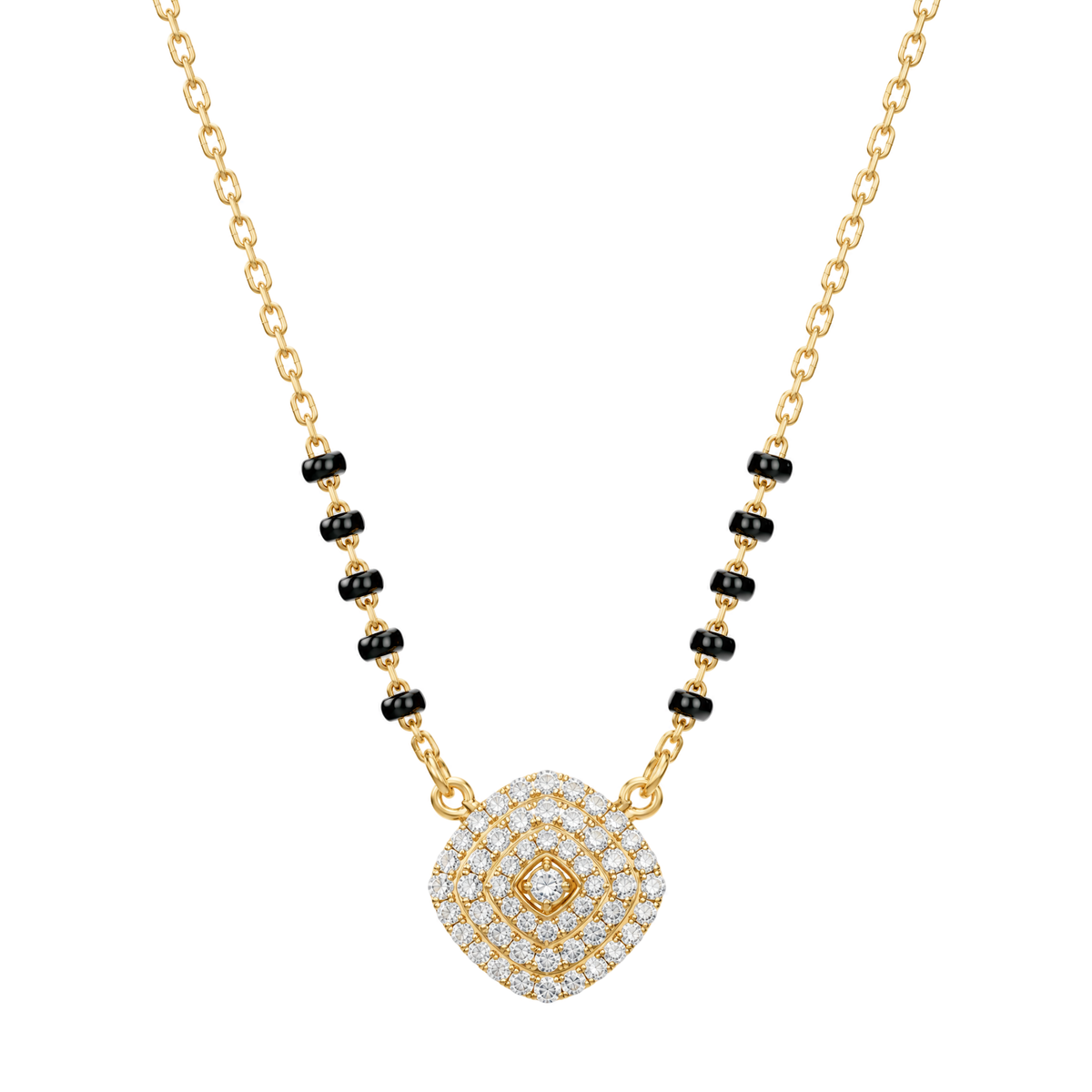 Tiered Geometric Cushion Halo Cluster Round Diamond Mangalsutra