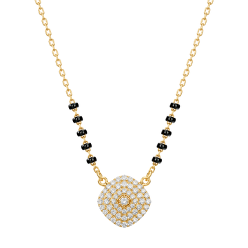 Tiered Geometric Cushion Halo Cluster Round Diamond Mangalsutra