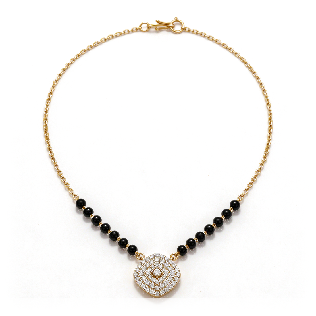 Tiered Geometric Cushion Halo Cluster Round Diamond Mangalsutra