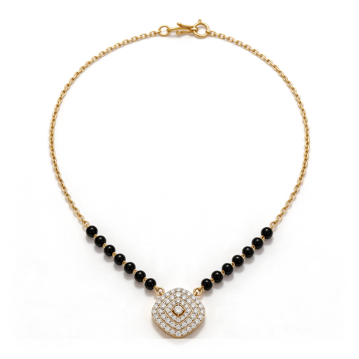 Tiered Geometric Cushion Halo Cluster Round Diamond Mangalsutra