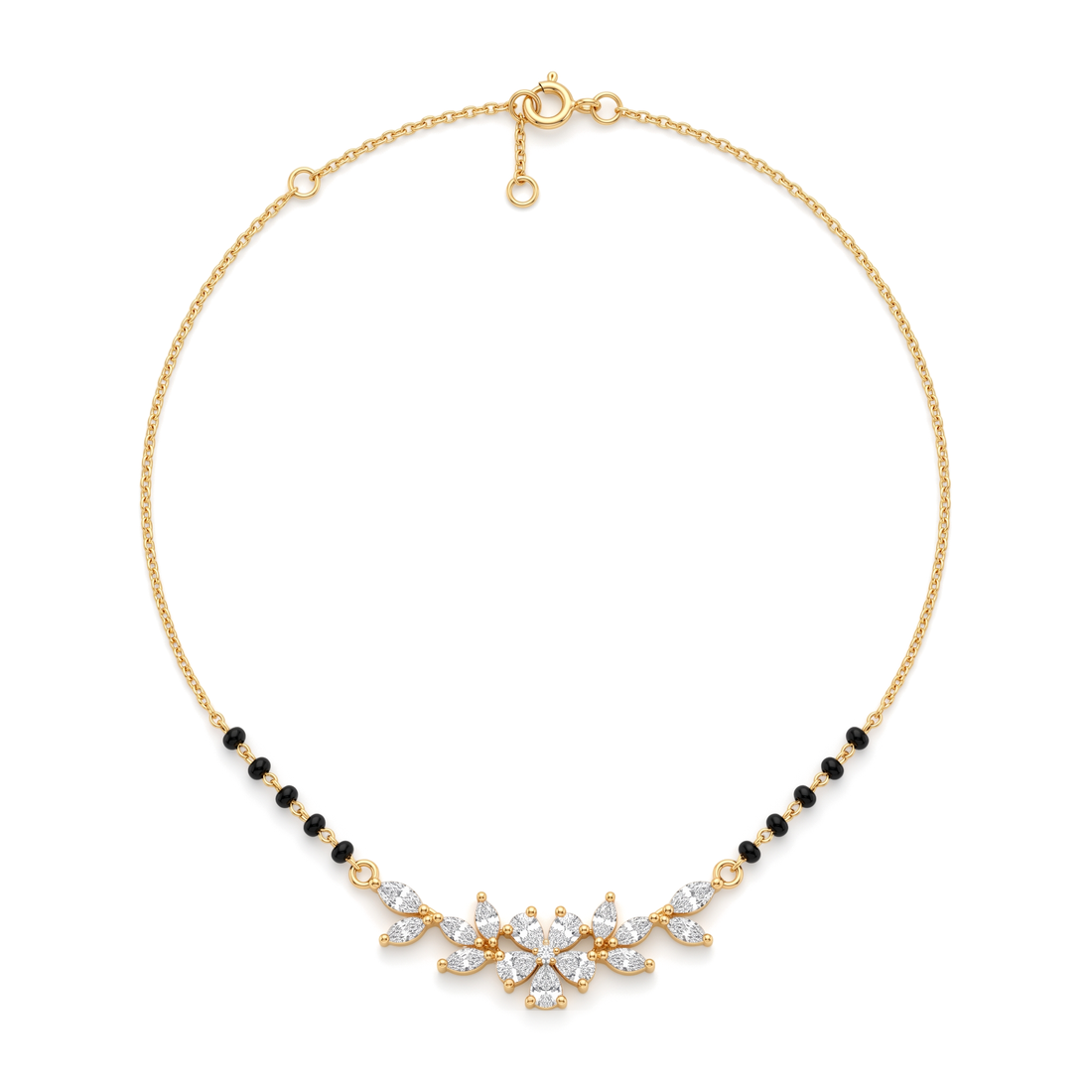 Floral Blossom Pear and Marquise Diamond Mangalsutra