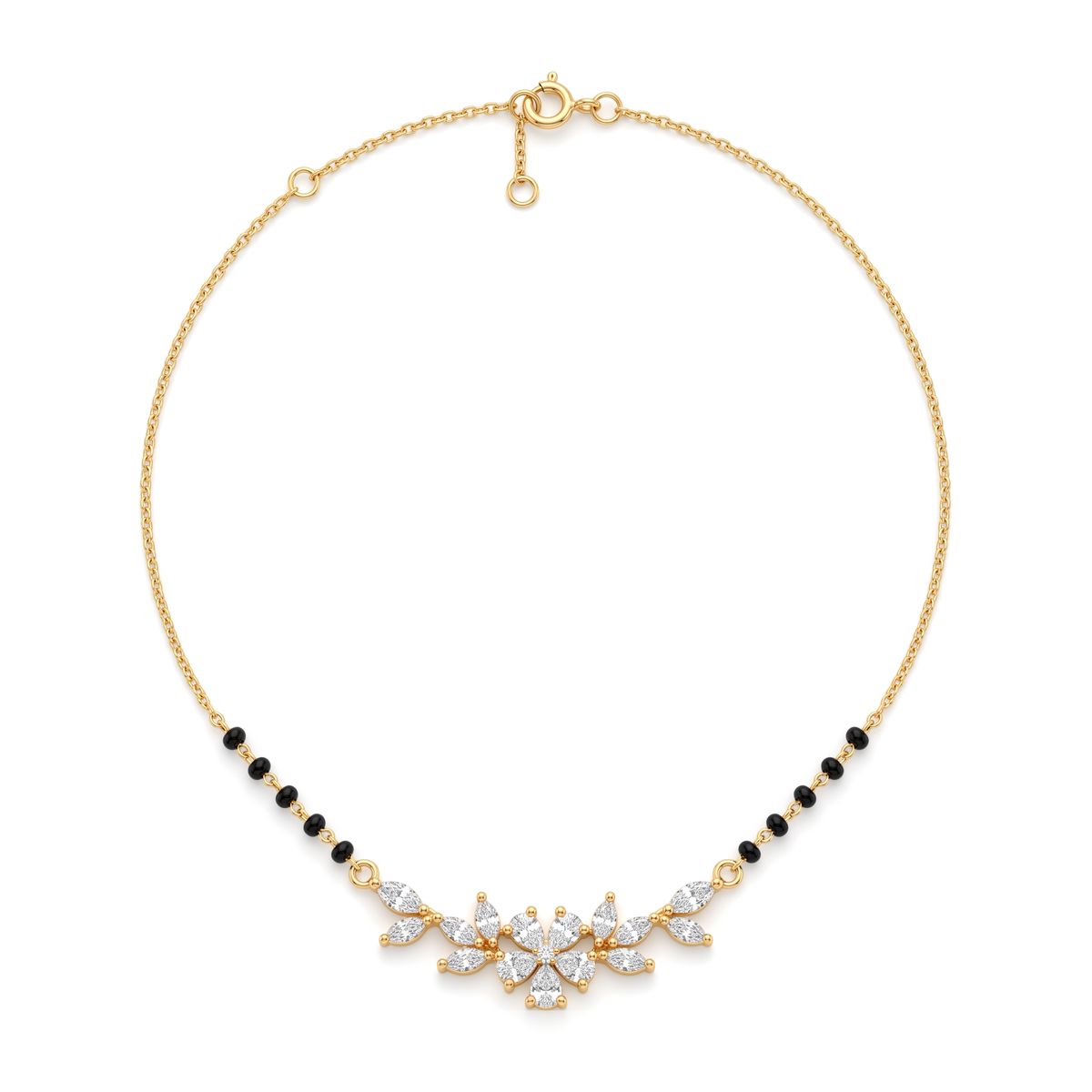 Floral Blossom Pear and Marquise Diamond Mangalsutra