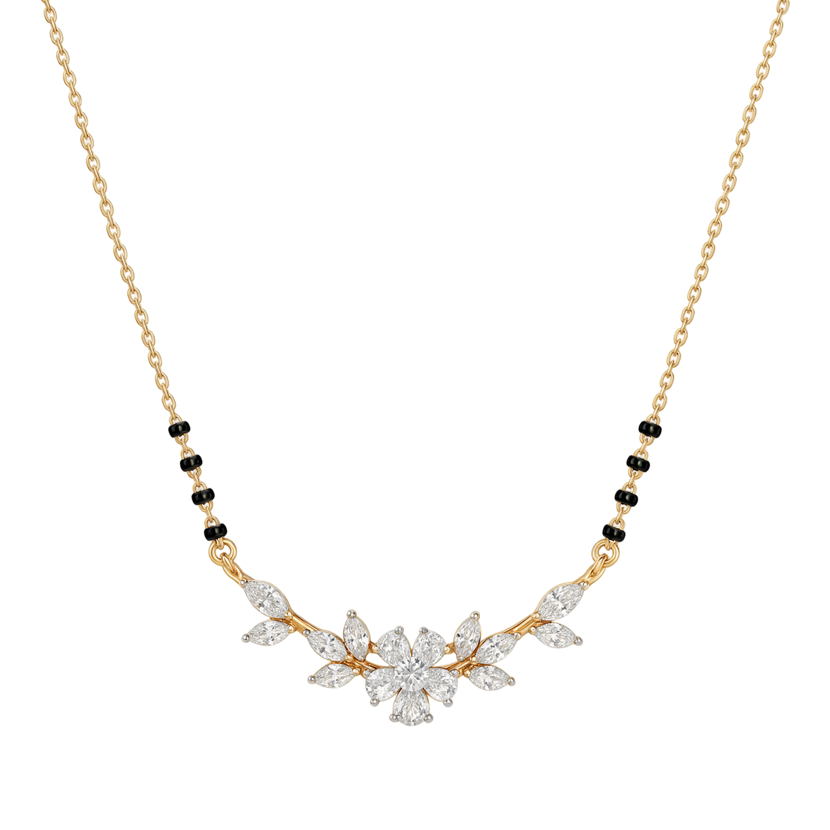Floral Blossom Pear and Marquise Diamond Mangalsutra