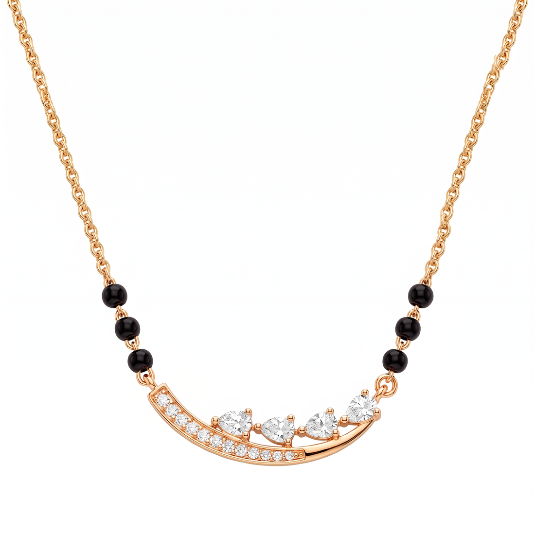 Curved Diamond Bar Drop Mangalsutra
