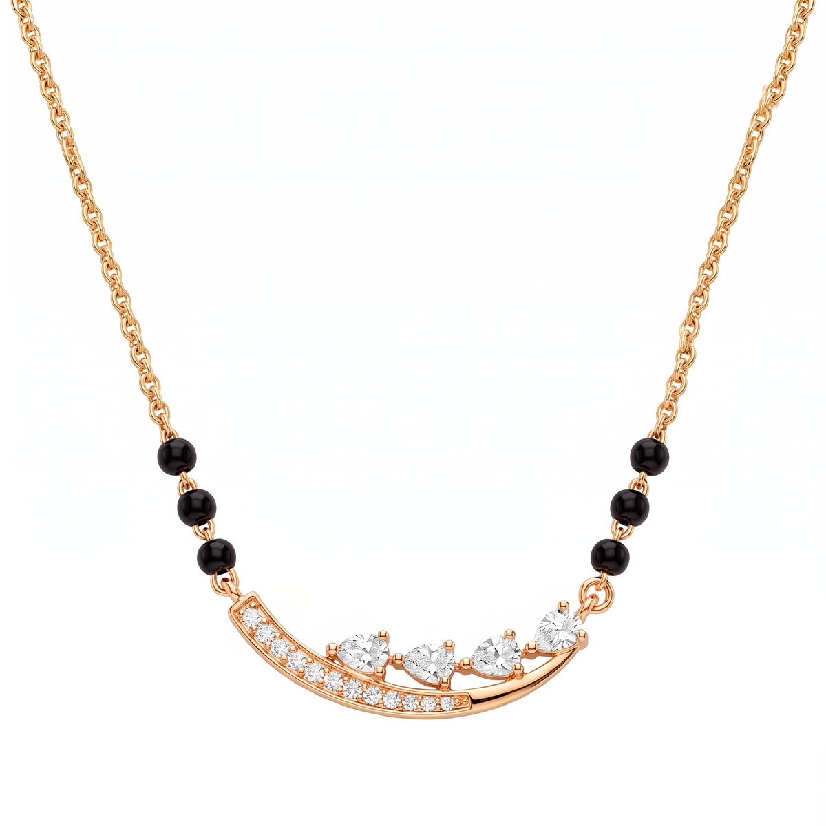 Curved Diamond Bar Drop Mangalsutra